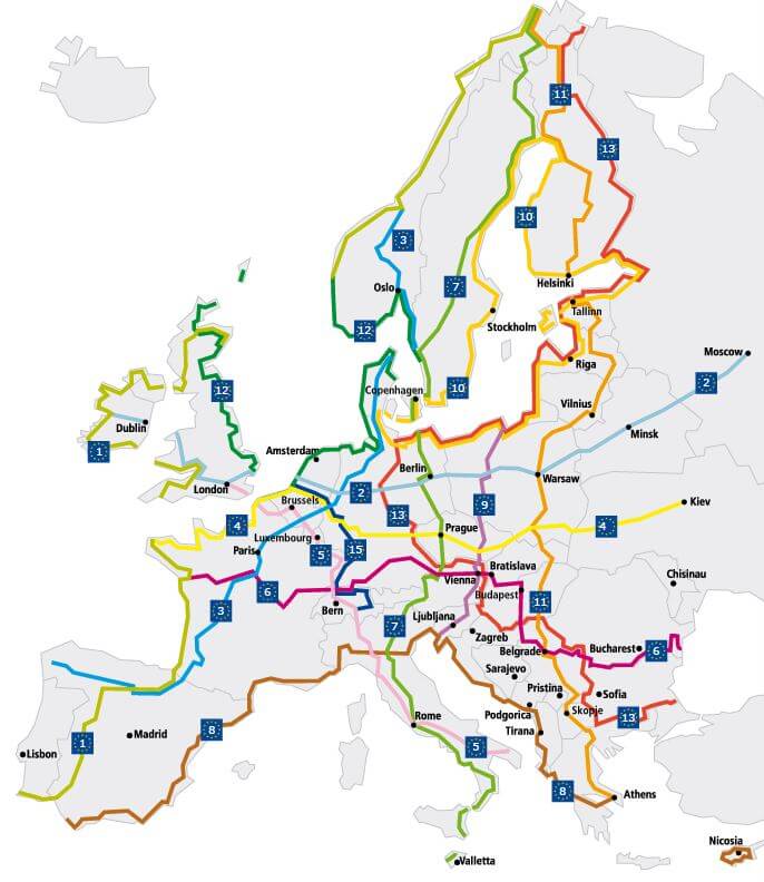 toutes les eurovelo en europe