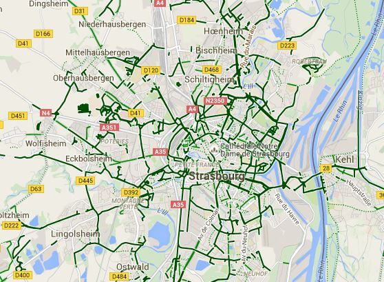 les itinéraires cyclable de strasbourg