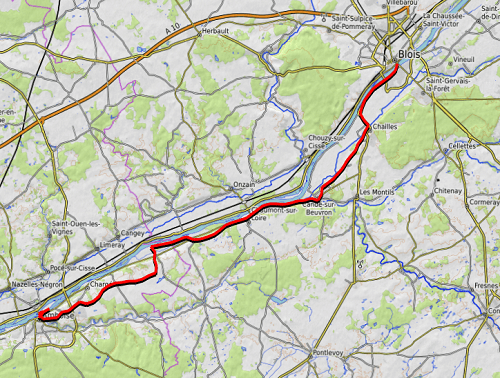 trace GPS de ev6 amboise blois